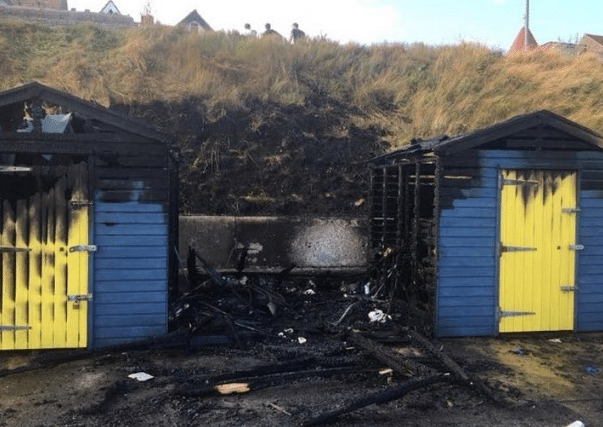 Beach Hut on Seafront  Destroyed by Fire