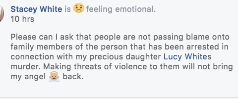 Lucy’s Murder mum Says “Please don’t Blame his  Family for her Death” As Murder Suspect Quiz Continues