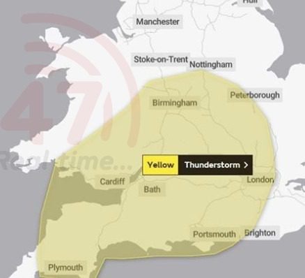 Hampshire residents warned to expect heavy rain and thunderstorms as a yellow weather warning