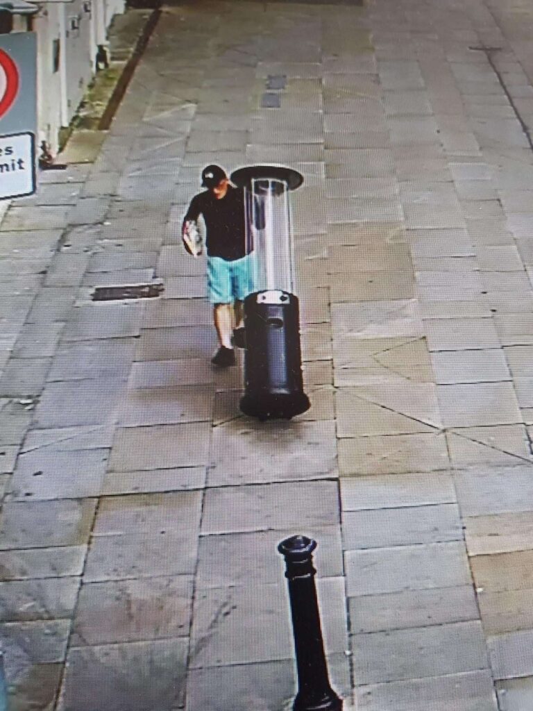 Police Released A Cctv Image Of A Man We Would Like To Speak To In Relation To The Theft Of A Patio Heater From A Salisbury City Centre Pub