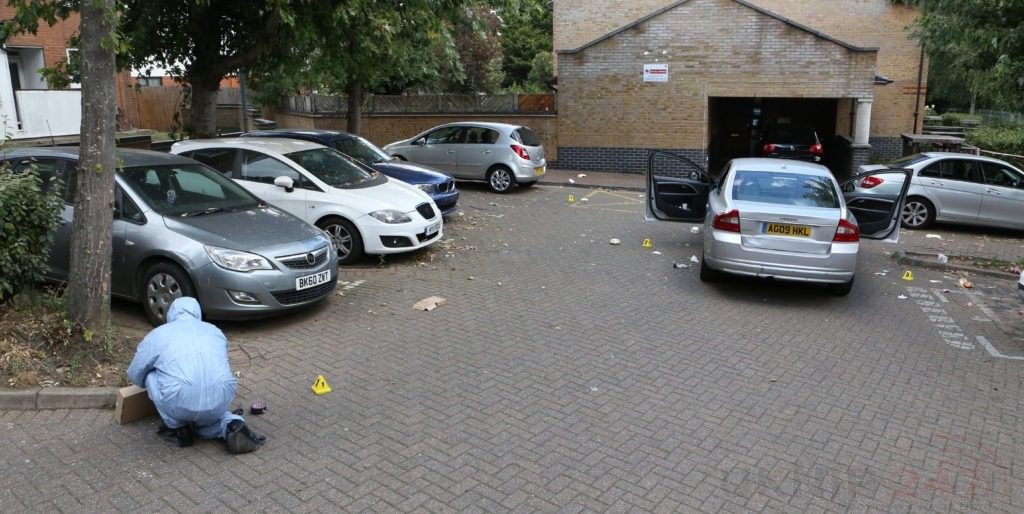 Vehicle  Shot at and three stabbed in Ilford