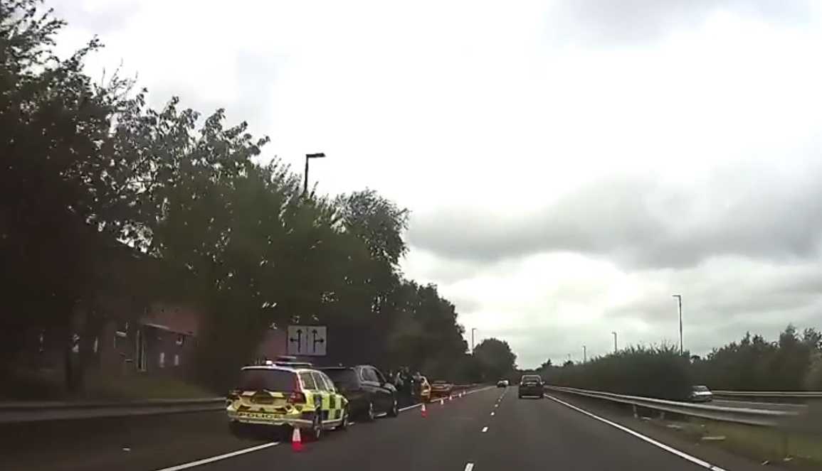 The aftermath of a Ford ST ploughing a Mini into crash barrier