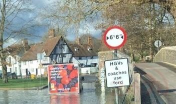 A Tesco Delivery Driver Got Stuck In The River Darent After Trying To Get Across This Morning