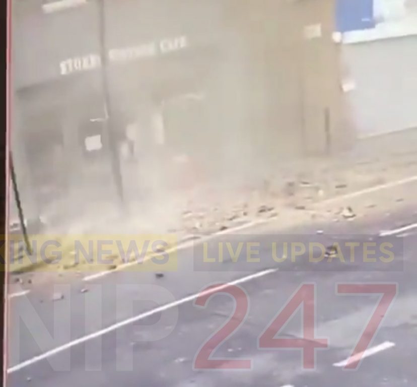 Pedestrian escaped serious injuries after wall falls down