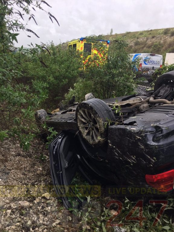 Driver escapes serious injuries after car aqua planes