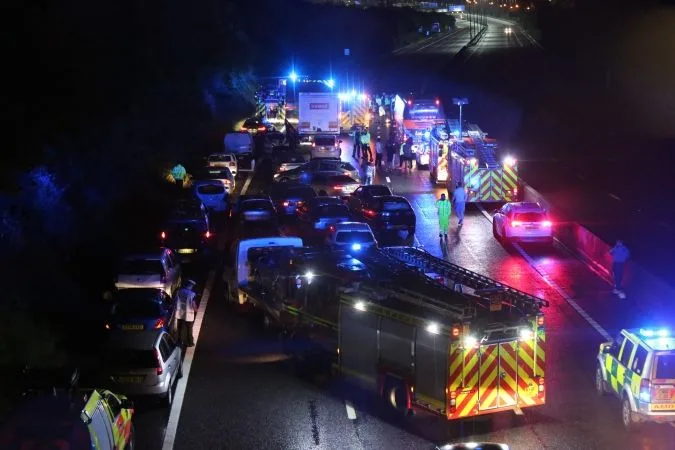 M27 Westbound Shutdown: Overturned Car Traps Two in Overnight Crash Near Portsmouth