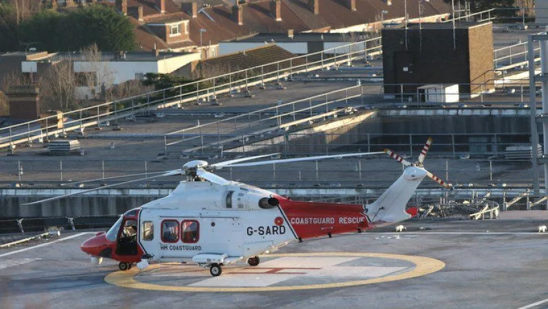 Coastguard Helicopter Airlifts Seriously Ill Crew Member from Container Ship Glovis Comet in Solent Rescue