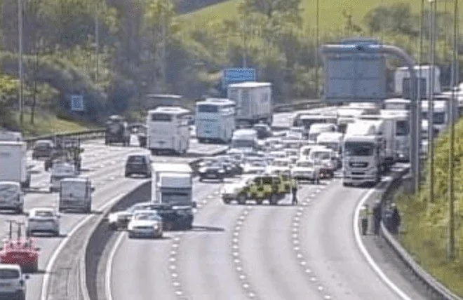 M25 Chaos: Two Lanes Shut Between J24-J26 After Truck-Car Crash Causes Major Delays