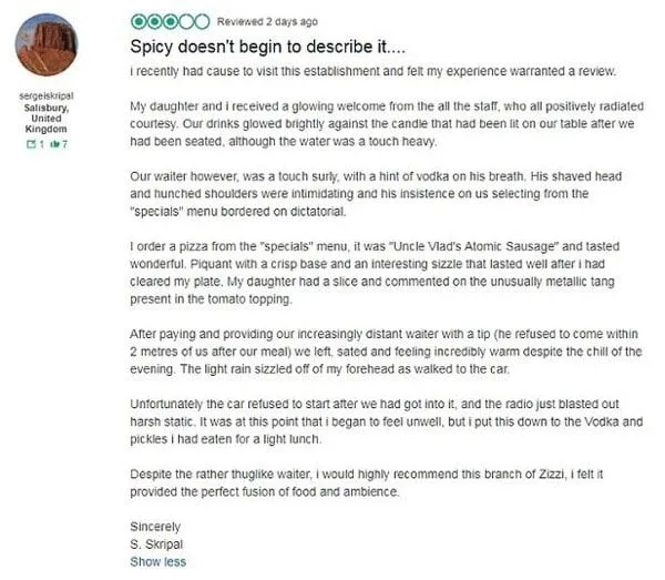 TripAdvisor Deletes Sick Skripal Nerve Agent Prank Review Targeting Salisbury’s Zizzi
