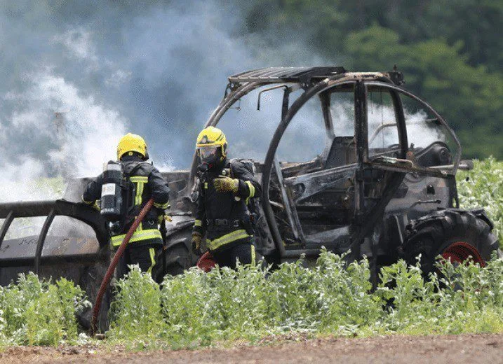Telehandler Blaze Near Portsmouth: Firefighters Struggle with Limited Water in Remote Southwick Fight