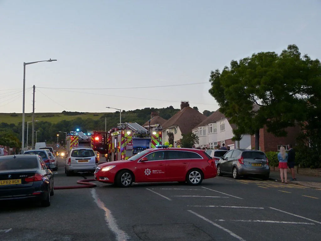 Late-Night Fire Ravages Folkestone Home on Dover Road – No Injuries Reported