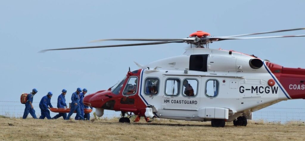 Coastguard Helicopter called after Woman has an allergic reaction and  Collapses  at Bottom of  Cliffs in the West Wight