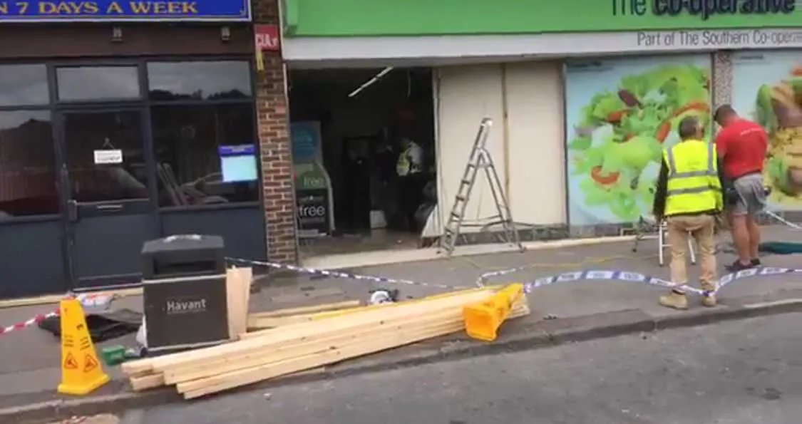 Ram-Raid Chaos in Waterlooville: Stolen Land Rover Crashes Co-op in Failed Cash Machine Theft