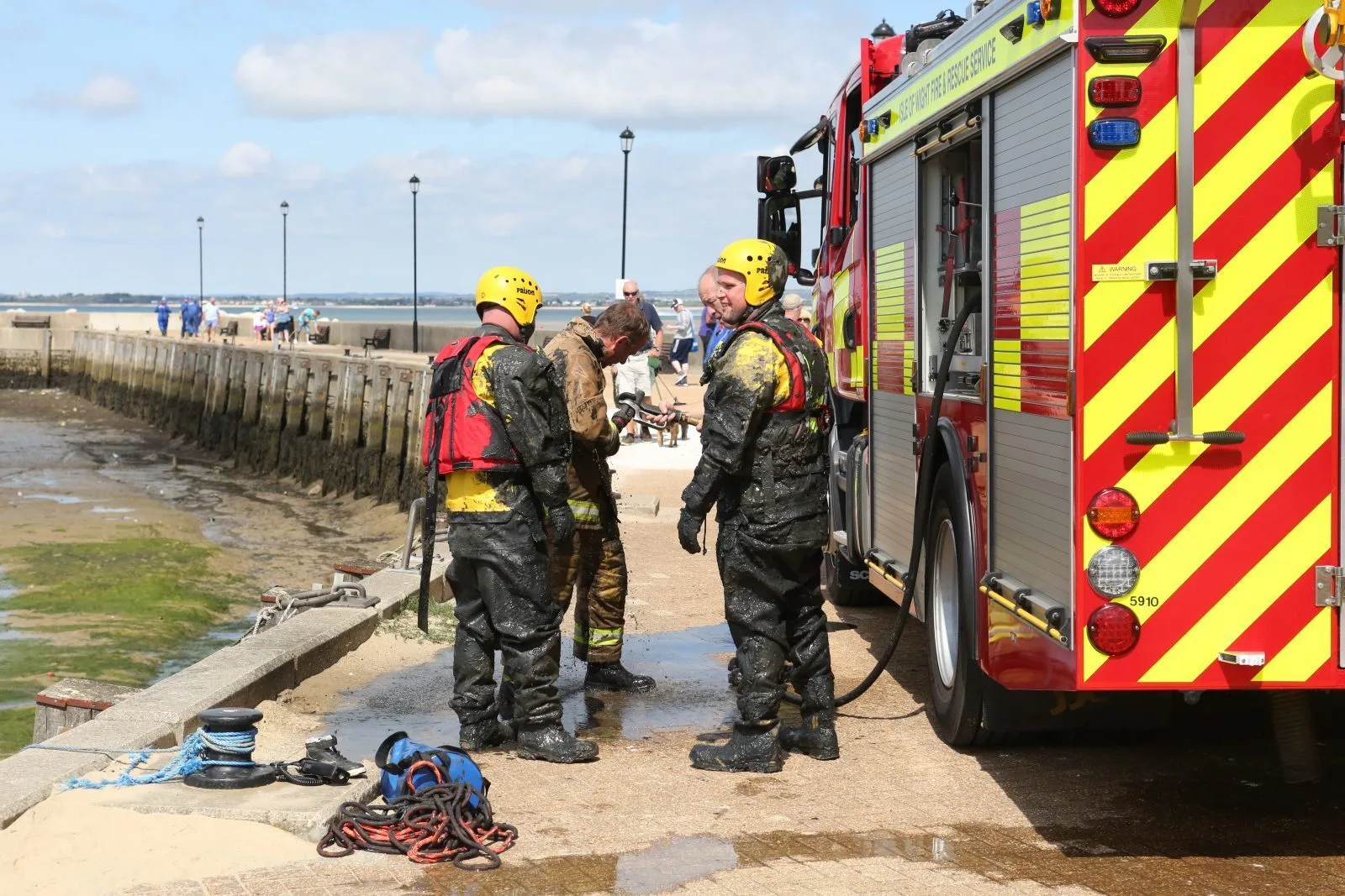 Three Care Home Men Trapped in Ryde Harbour Mud Rescued by Firefighters and Coastguard