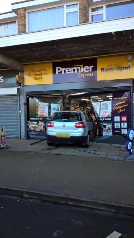 Silver VW Golf Crashes Into Fareham Shop Front Causing Thousands in Damage