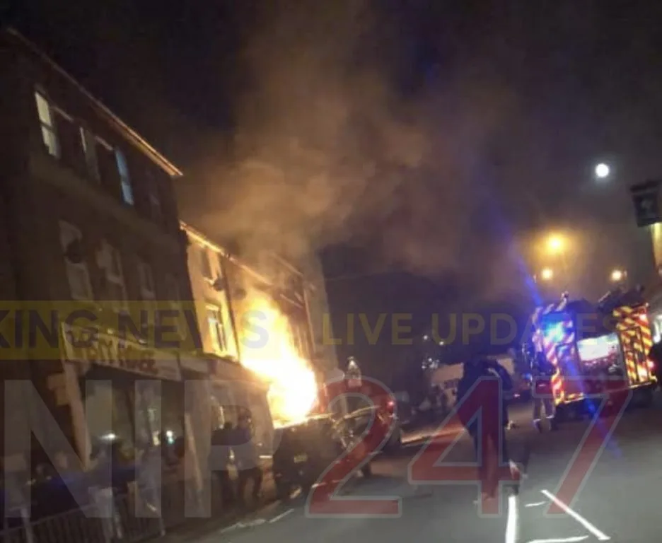 Massive Explosion and Blaze Engulfs Farnham Newsagent – Residents Evacuated, No Injuries Reported