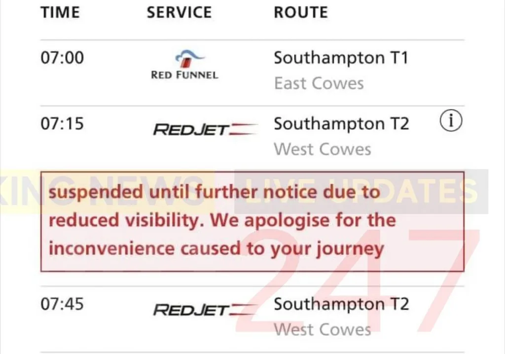 Fog Floats Travel Woes: Red Jet Cancelled and Red Falcon Stuck on Isle of Wight