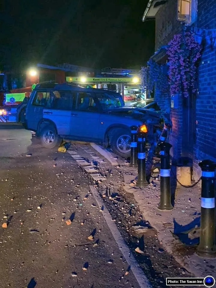 Joyrider smash car into historical pub