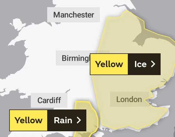 Met Office issue yellow weather warning for rain for  London, Kent  the South and South East