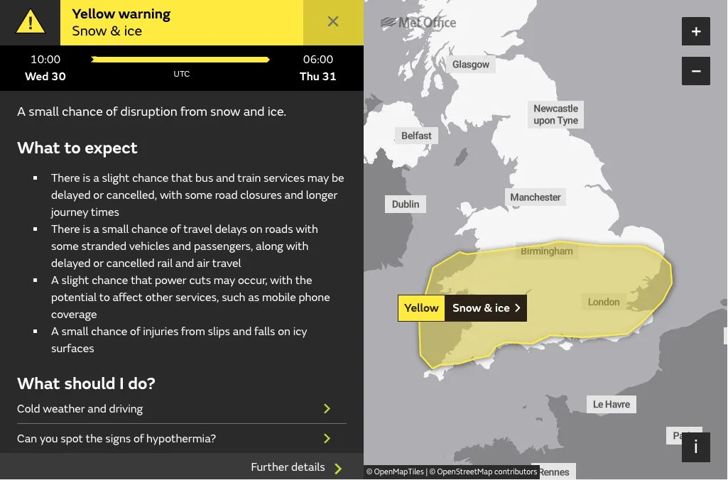 Snow Warning Issued for Southern England: Snow and Ice Set to Disrupt Travel This Week