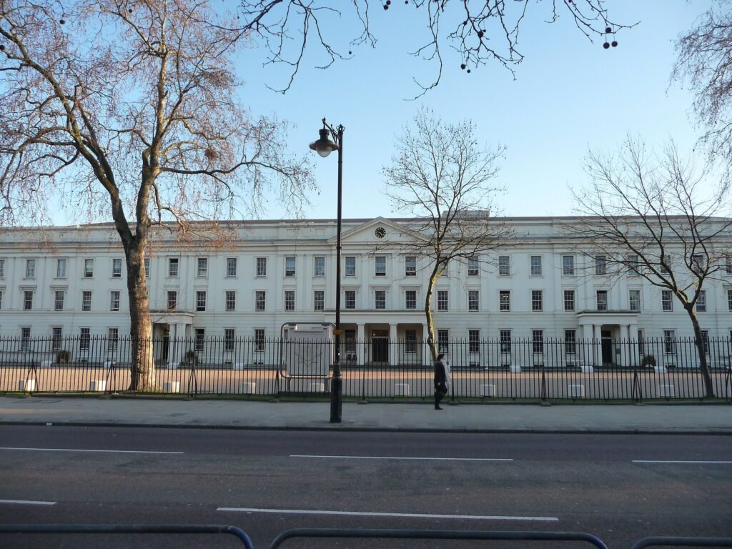 Fire crews have been scrambled to Wellington Barracks  in Westminster following reports of smoke issuing and a fire alarm sounding