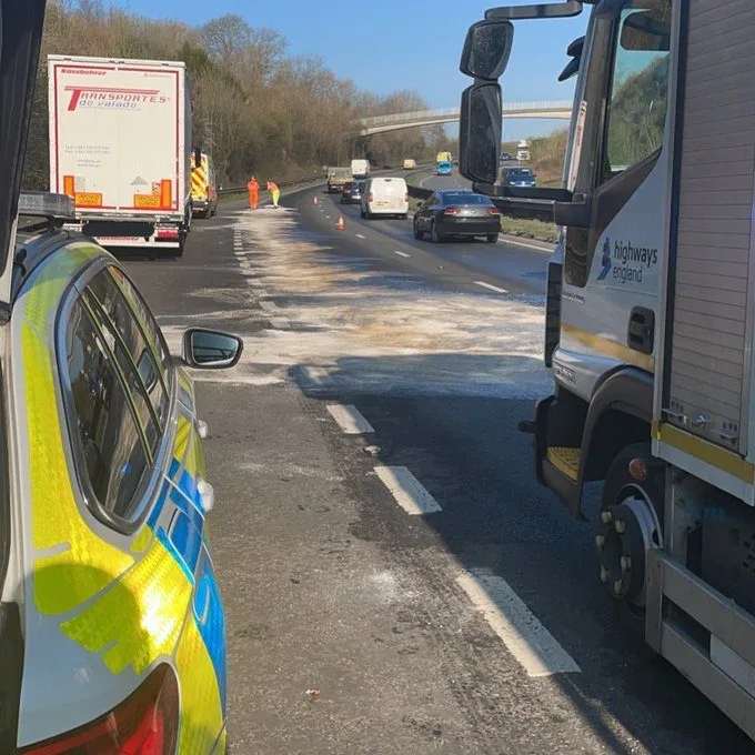 A27 earlier incident causing 1 lane to be closed due to diesel spillage