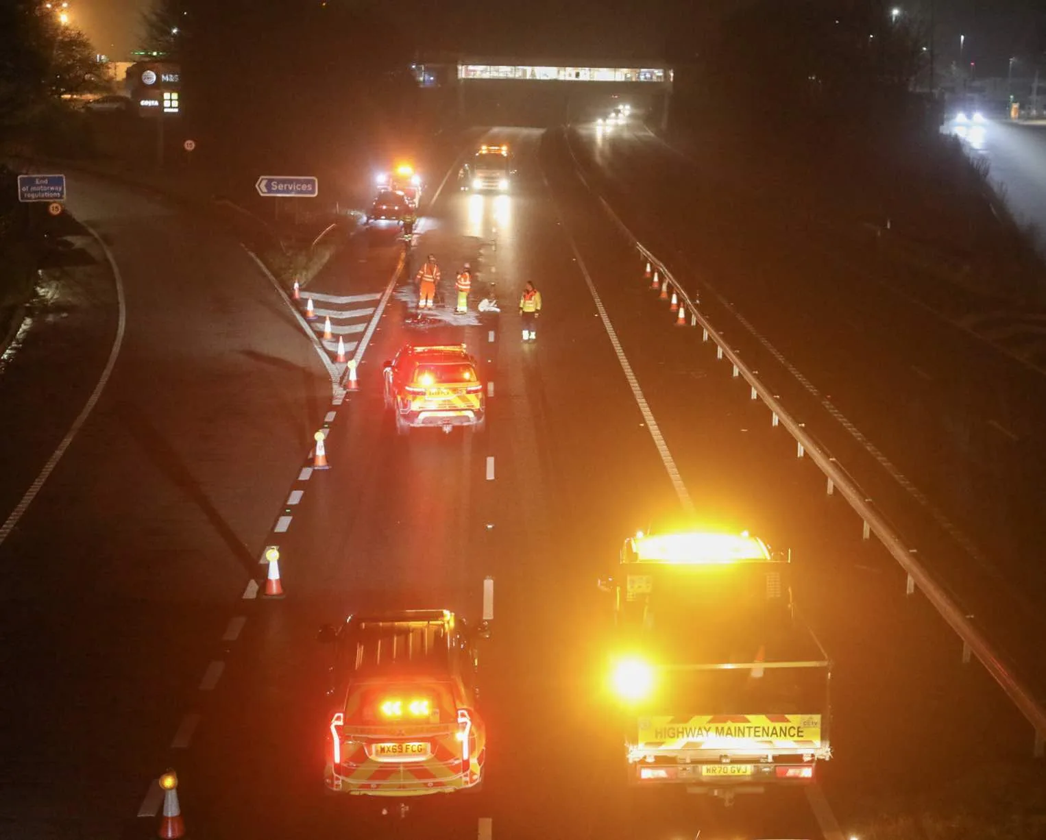 Five vehicle Christmas day collision and an oil spill closes M2 motorway eastbound in Medway