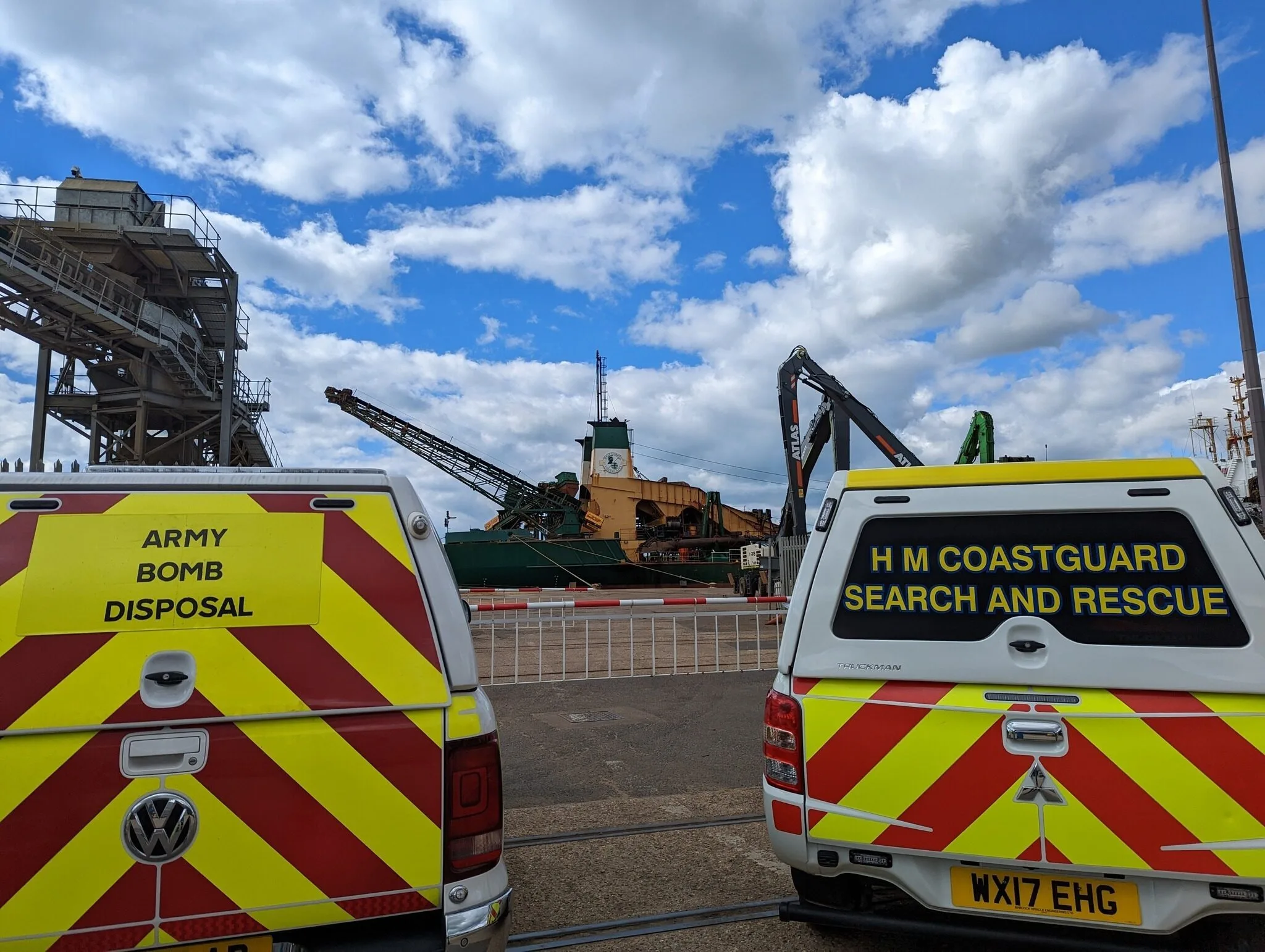Ordinance found on a dredger at Newhaven Port