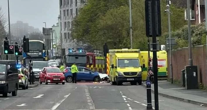Car and Motorcycle Crash Blocks Aldi Car Park Entrance – Sussex Police Seek Dashcam Witnesses
