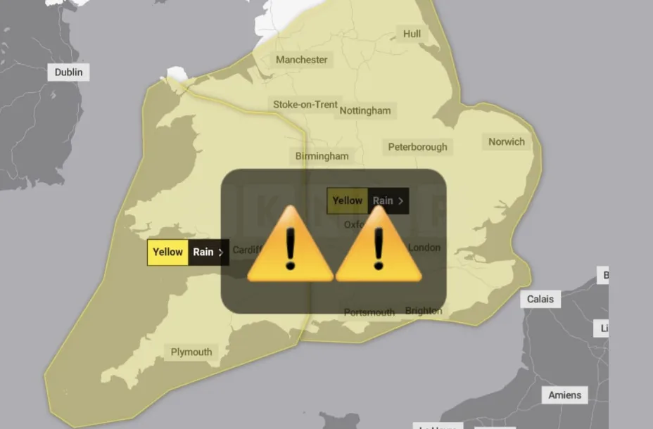 Yellow Weather Warning: Torrential Rain and Thunderstorms to Drench UK Causing Floods and Travel Chaos