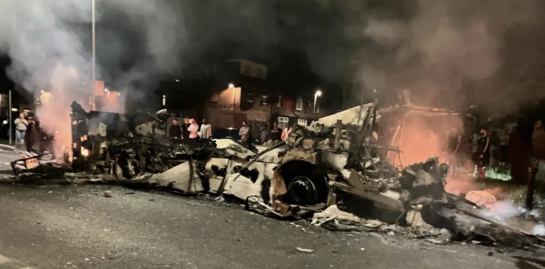 Harehills Chaos: Bus Torched and Police Car Flipped Amid Child Protection Clash—Five Arrested in Leeds Riots