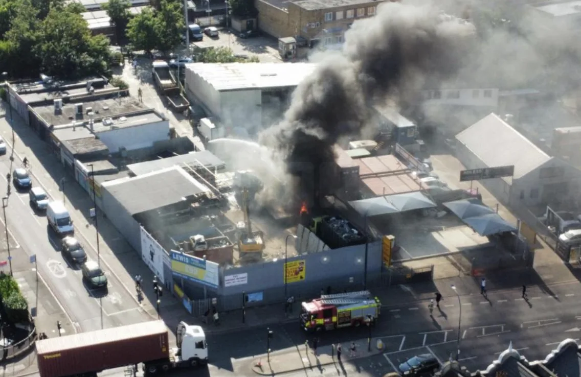 Blaze at Bellingham Scrap Yard Sparks Lithium Battery Fire Warning