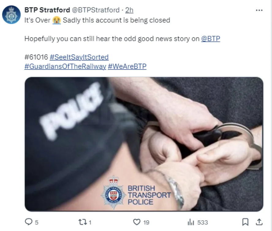 BTP Sparks Fury by Shutting Down Most ‘X’ Accounts, Leaving Public in the Dark