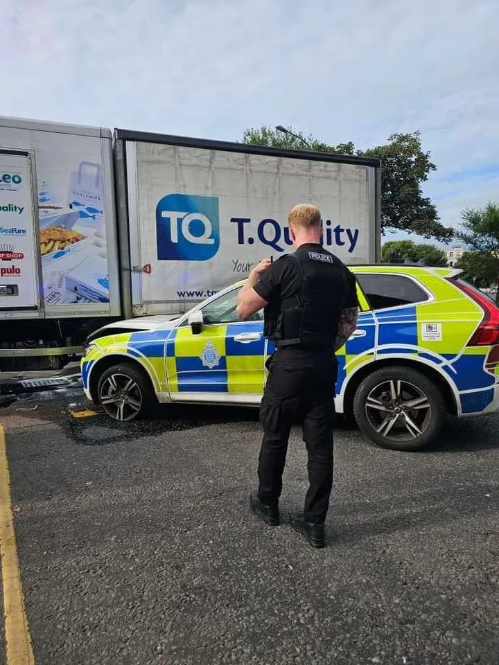 Police Car Crashes into Lorry in Brighton, Causes Massive Traffic Chaos and Bus Disruptions