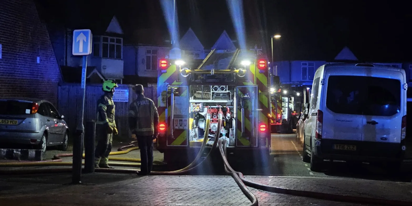 Explosive Fire Erupts at Carshalton Market Shed as Loud Bangs Spark Gas Fears