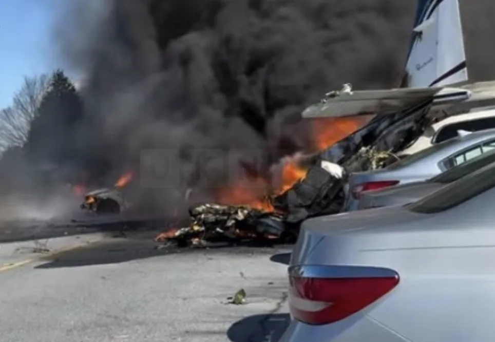 Fiery Plane Crash Rocks Pennsylvania Retirement Village Car Park – All Five Aboard Injured but Miraculously Survive