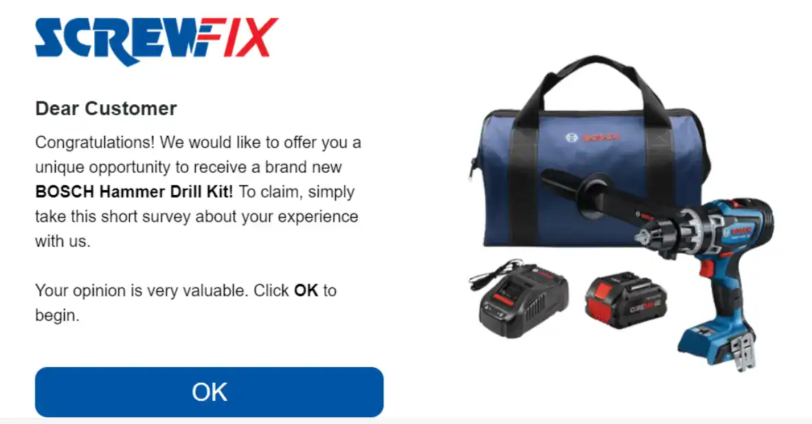 Warning Issued Over New Screwfix Tool Bag Scam