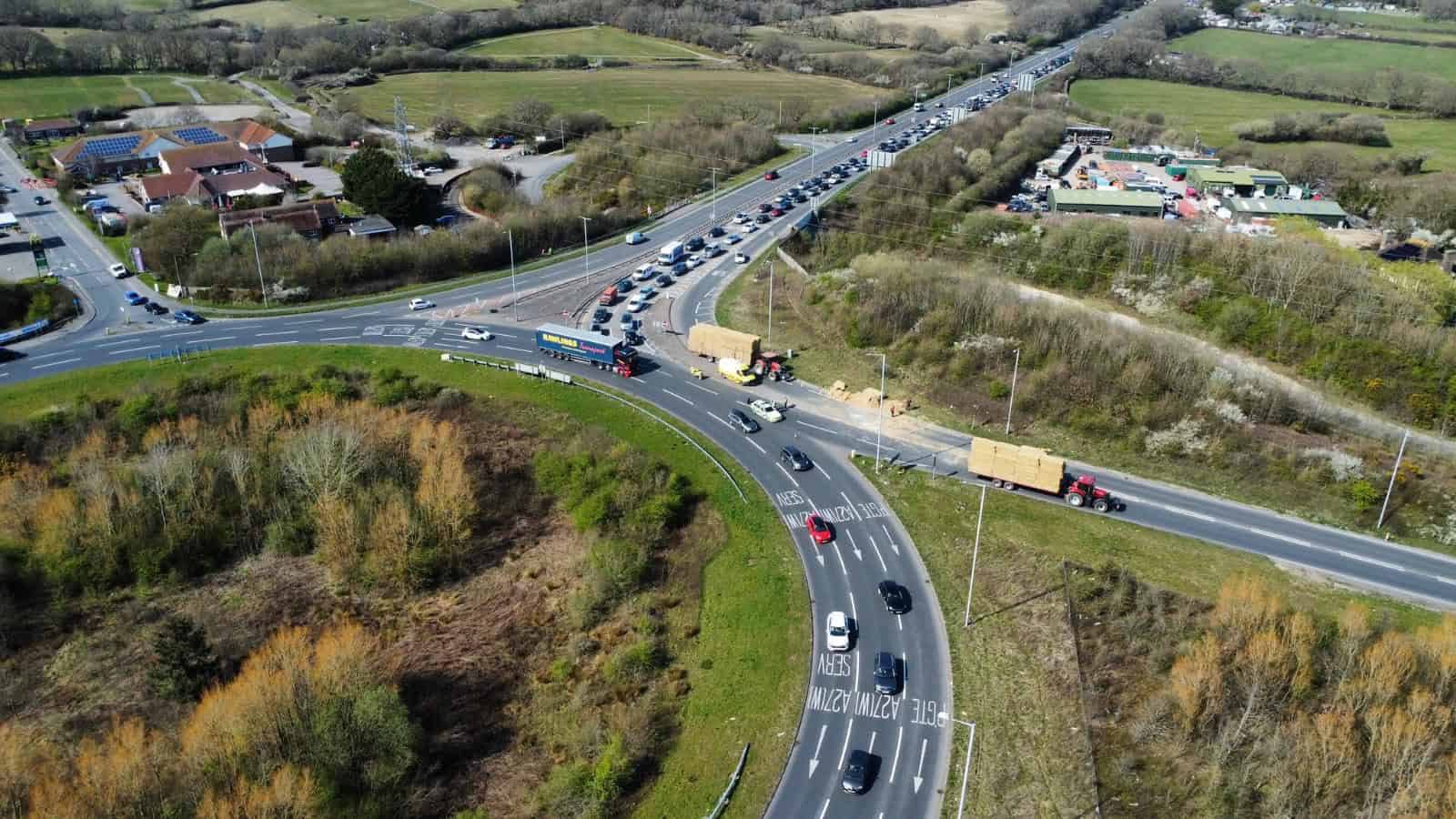 A27 Chaos Ends as Overturned Tractor and Hay Spill Cleared Near Polegate