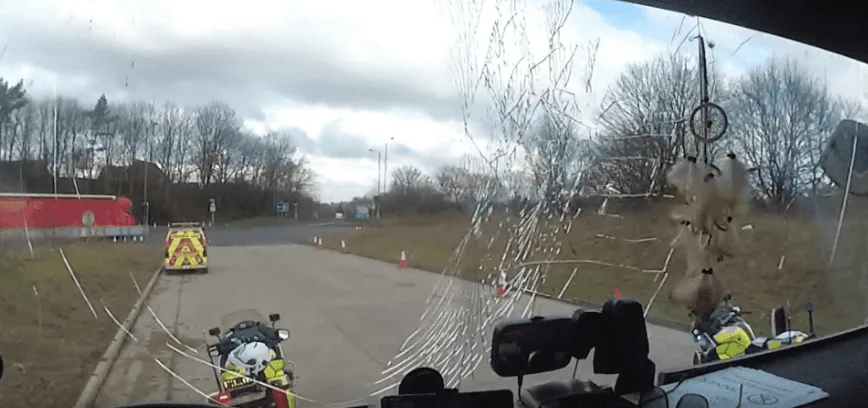 HGV Driver Banned After Police Stop Lorry with Shattered Windscreen on Motorway