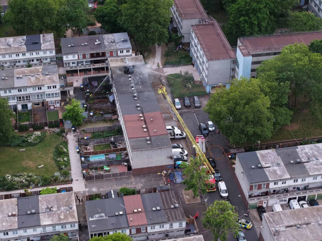 70 Firefighters Tackle Devastating Blaze at Erith Flats and Garage on Mangold Way
