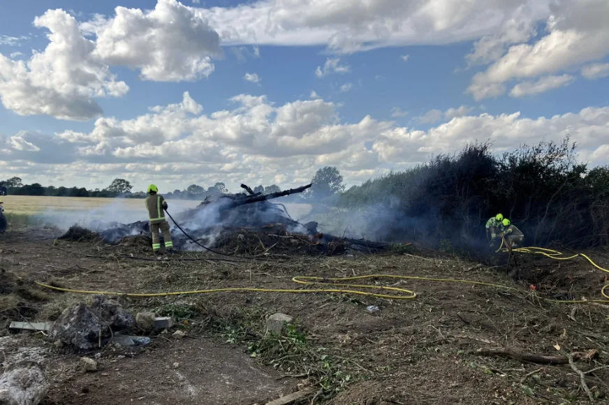 Burnham Bonfire Blaze Spreads to Field and Hedges as Firefighters Rush to Control Flames