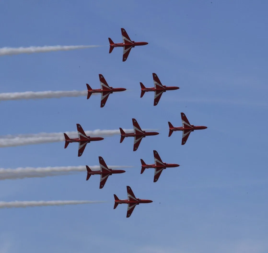 Red Arrows Soar Over Headcorn Aerodrome in Spectacular Battle of Britain Display