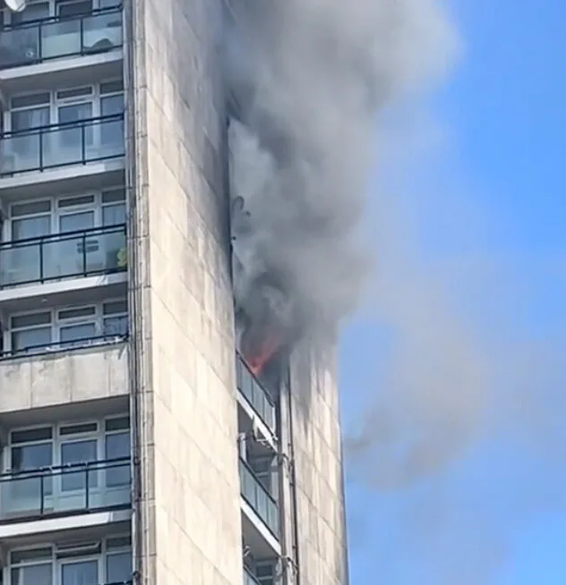Massive Blaze Engulfs Brawne House High-Rise in South London – Residents Trapped as Firefighters Battle Inferno