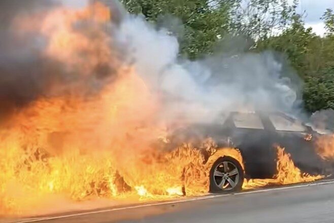 Car Fire Closes A229 Bluebell Hill — Firefighters Tackle Blaze Near Chatham