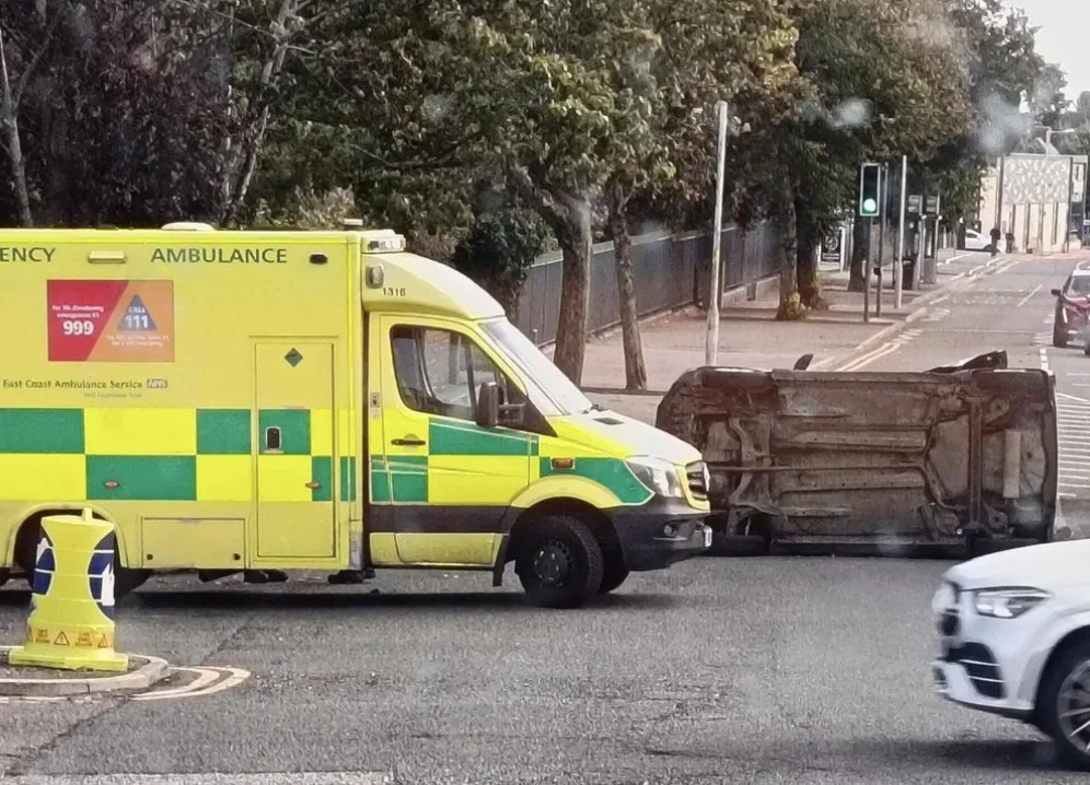 Car Flips Over at Busy Folkestone Junction, Causing Chaos