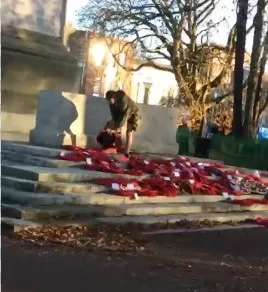 Disgrace as Thugs Smash Southampton Poppy Wreaths – Police Hunt Vandal Caught on Video