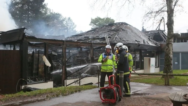 Dramatic pictures reveal the devastating aftermath of massive fleet motorway services fire