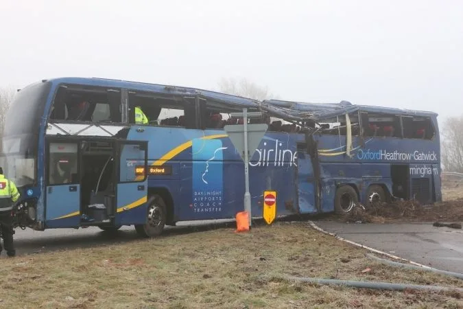 17 Hospitalised as Coach Overturns on Foggy M40 Slip Road Near Thame
