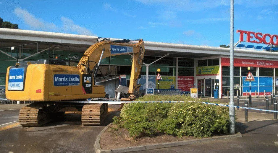 Brazen Thieves Use Stolen Digger and Truck to Rip Cashpoint from Bordon Tesco