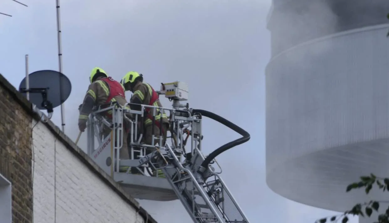 Seventy firefighters from the London Fire Brigade are tackling a blaze at Film Director Guy Ritchie pub in London